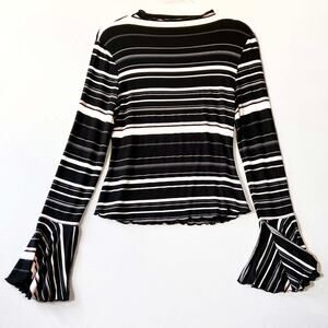 Y2K Mossimo Supply Co. Metallic Threaded Bell Sleeve Top Size Medium